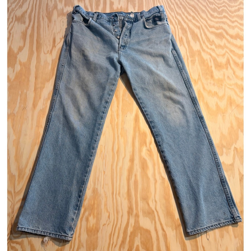 Vintage Harley‎ Davidson Mens Light Wash Button Fly Straight Leg Jeans 36x30